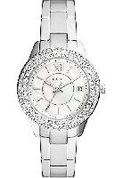 Fossil Damenuhr Stella, 37mm, Gehäusegröße, Quarzswerk, Edelstahlarmband