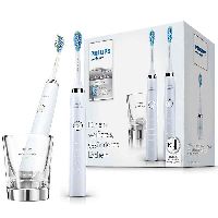 Philips Sonicare Schallzahnbürste HX9327/87 Diamond Clean Neue Generation, Aufsteckbürsten: 2 St., Doppelpack mit Ladeglas