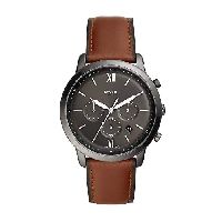 Fossil Herrenuhr Neutra Chrono, 44mm Gehäusegröße, Quarz-Chronographenwerk, Lederarmband