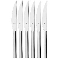 WMF Nuova Steakmesser Set 6-teilig, 23 cm, Pizzamesser, Cromargan Edelstahl poliert, spülmaschinengeeignet