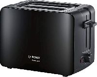 Bosch Hausgeräte Bosch Kompakt Toaster ComfortLine TAT6A113, integrierter Edelstahl-Brötchenaufsatz, mit Abschaltautomatik, mit Auftaufunktion, perfekt für 2 Scheiben Toast, Liftfunktion, breit, 1090 W, schwarz