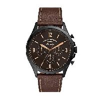Fossil Herrenuhr Forrester Chrono, 46mm Gehäusegröße, Chronographenwerk, Lederarmband