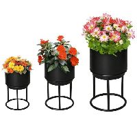 Outsunny Pflanzkübel Blumenständer Set mit Abflusslöcher