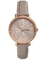 Fossil Damenuhr Jacqueline Multifunction, 38mm Gehäusegröße, Multifunktionswerk, Lederarmband