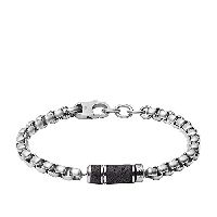 Fossil Herren Gliederarmband Caravan Lavastein schwarz Edelstahl, JF03687040