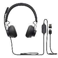 Logitech Zone 750 Kabelgebundenes On-Ear-Headset mit Noise-Cancelling-Mikrofon, USB-C und USB-A-Adapter, Plug-and-Play-Kompatibilität für alle Geräte - Grafit