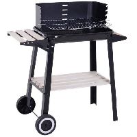 Outsunny Holzkohlegrill Grillwagen mit Windschutz