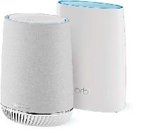 Netgear RBK50V Voice WLAN-System 3.000 MBit/s Geschwindigkeit (Tri-Band 2er Set mit Router + Satellit mit Alexa Smart Home Harman/Kardon-Speaker, bis zu 300 m² Abdeckung)