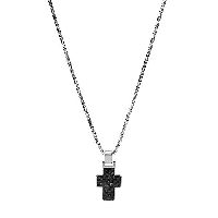 Fossil Herrenkette Crosses Anhänger Edelstahl schwarz, JF03856040