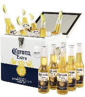 Corona Extra Coolbox - Kühltruhe mit 12 Flaschen internationales Premium Lagerbier, Geschenkpack, MEHRWEG Lager Bier Helles (12 x 0.355 l)
