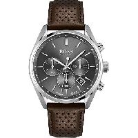 BOSS Chronograph Quarz Uhr für Herren mit Braunem Lederarmband