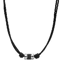 Fossil Herren Halskette aus Edelstahl und Leder