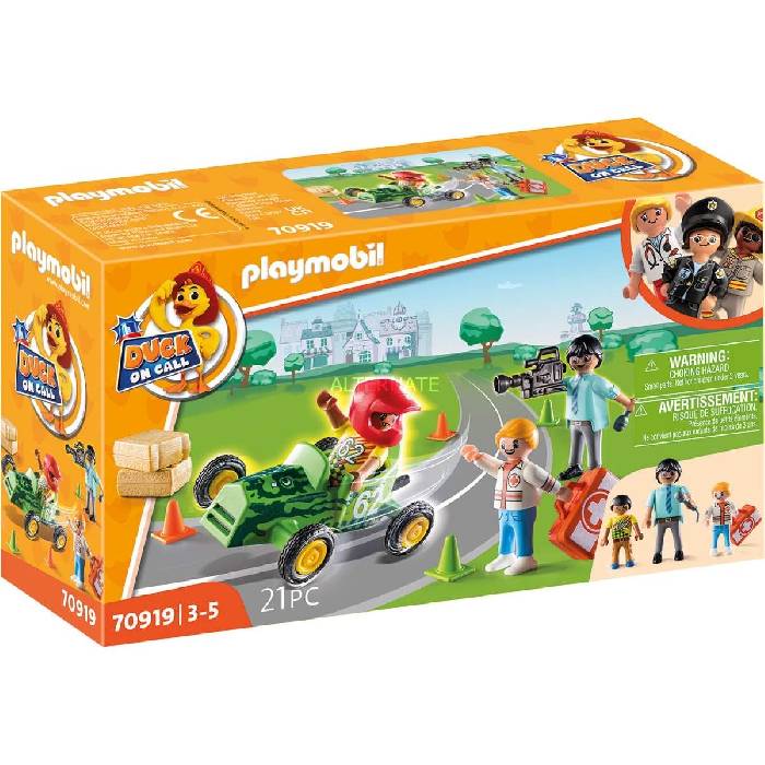 PLAYMOBIL 70919 DUCK ON CALL - Notarzt Action. Hilf dem Rennfahrer!, Konstruktionsspielzeug