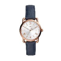 Fossil Damenuhr Copeland, 34mm Gehäusegröße, Quarzwerk, Lederarmband